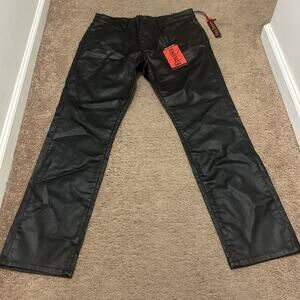 Ethanol Pants Men’s 36X32 Black Faux Leather Straight Slim Punk Rock Goth